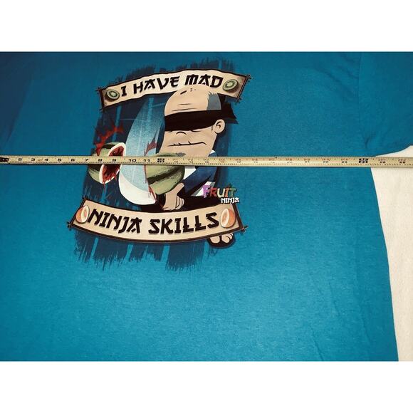 Mad Ninja Skills Fruit Ninja Turtles T-Shirt Short Sleeve Graphic Blue 2XL - Picture 10 of 14